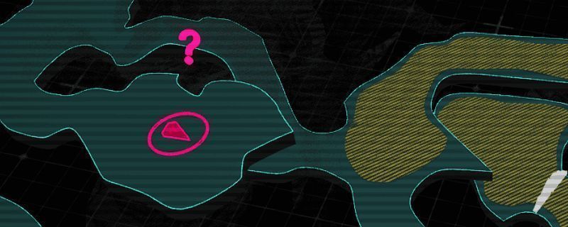 童子军徽章所在位置示意图，树干旁标记着可拾取物品