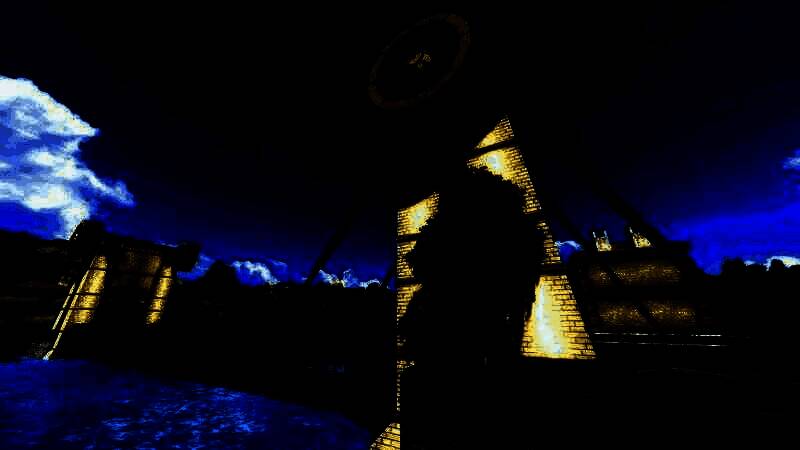 鲁兰城市全景图，港口停泊多艘船只，街道熙熙攘攘，建筑风格独特