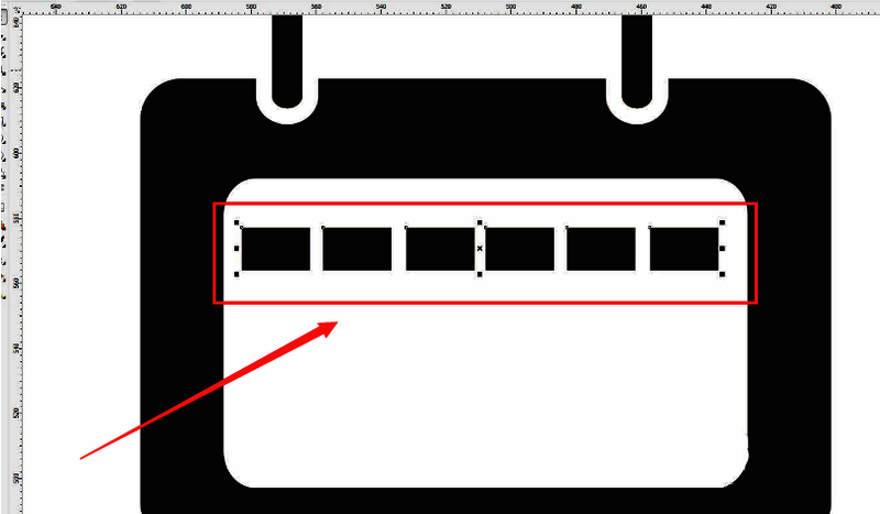 一行小方格整齐排列于白色矩形中央