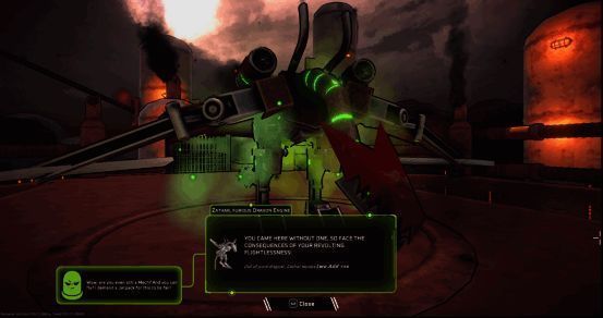 Boss战前的对话界面，玩家可选择不同情绪影响Boss战斗风格