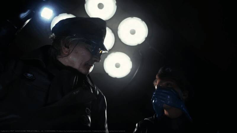 《死亡搁浅2》废弃角色设定图，山姆与芙拉吉尔穿着正式服装，背景为未来都市