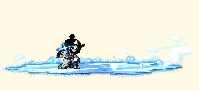 SP骨头吉使用冷冻路面制造冰面，敌人滑倒动作清晰可见