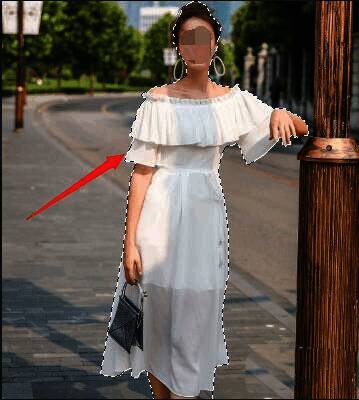 Photoshop中生成的精准选区轮廓线围绕人物主体