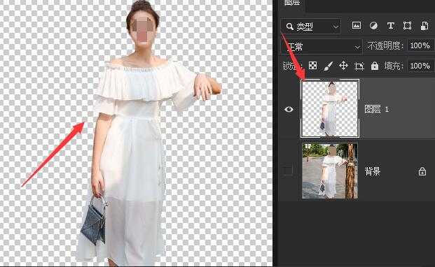 人物主体成功拷贝至新图层，背景已分离的最终效果