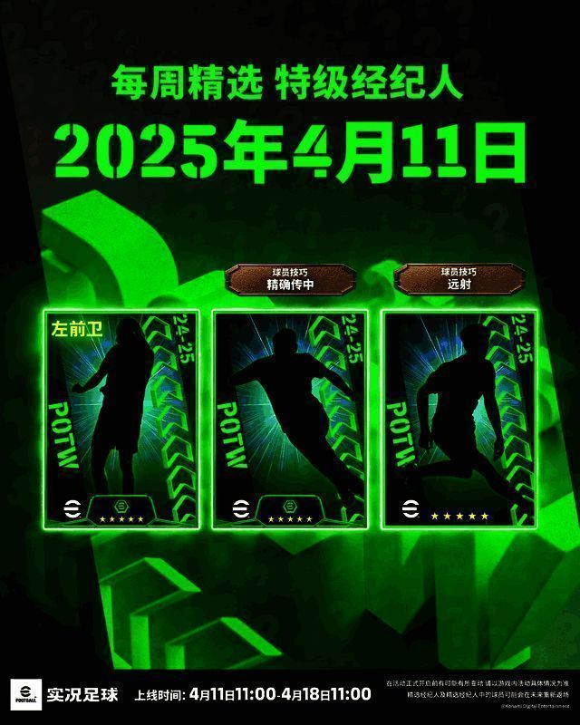 每周精选经纪人界面，展示本周入选球员名单与能力数值