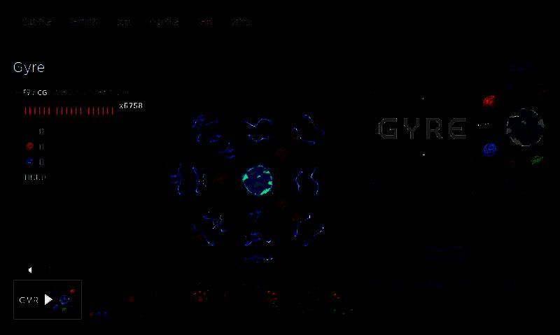 Gyre游戏界面展示，呈现简洁科幻风操作面板