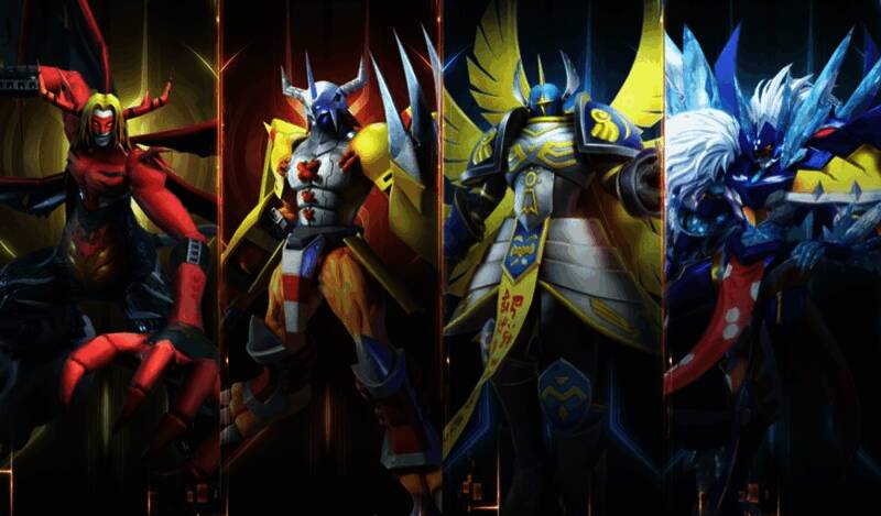 战斗场景中数码宝贝释放奥义技能，特效华丽炫目