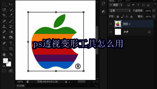 Photoshop界面显示图片已进入自由变换模式