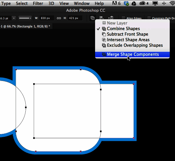 多个矢量图形合并后的效果图，展示路径选择工具的使用