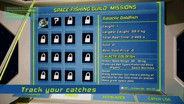 巨型太空鱼挣扎于钓线上的画面，周围光芒四射