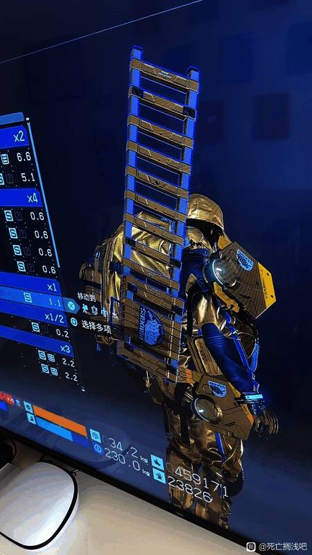 游戏角色在焦油湖边行走的场景，背景为荒凉地貌和远处的敌人BT