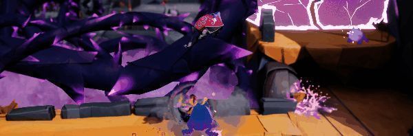 角色变身为纸飞机形态，在空中飞行穿越峡谷场景