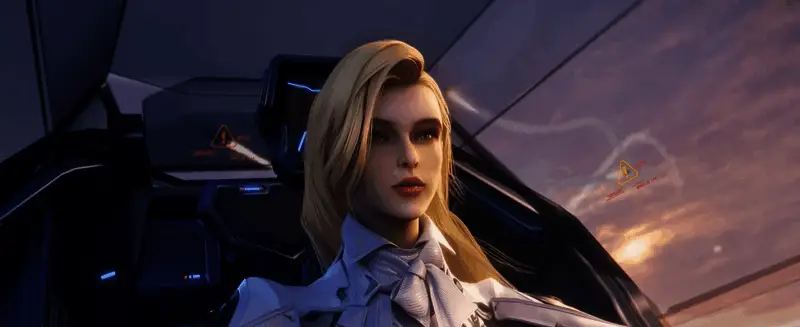 莱奥妮·菲尔坐在驾驶舱内，目光冷峻，准备投入下一场生死对决