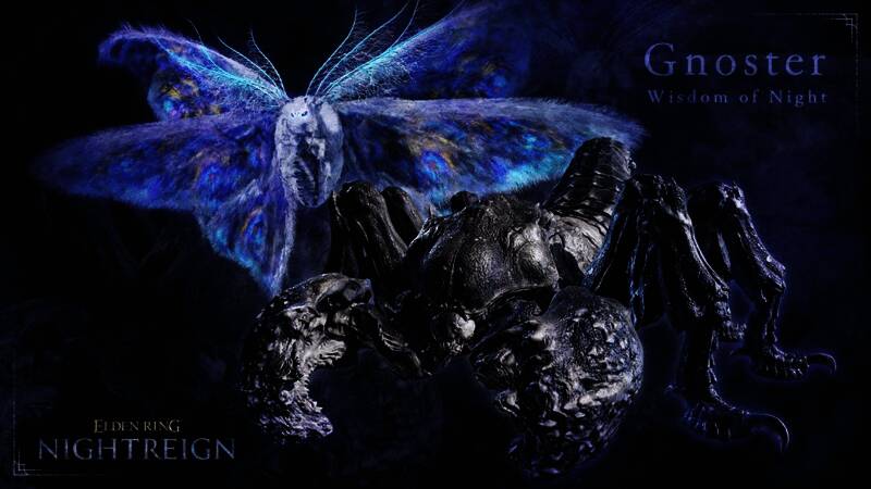 永夜王格诺斯塔角色立绘，身披暗影长袍，背景充满神秘魔法光芒