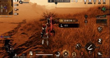 擂台战斗画面，角色飞身攻击动作流畅