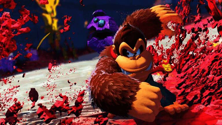 咚奇刚在地下洞穴中奋力前行，背景布满发光的金铃铛，整体画风色彩鲜明、卡通风格浓厚