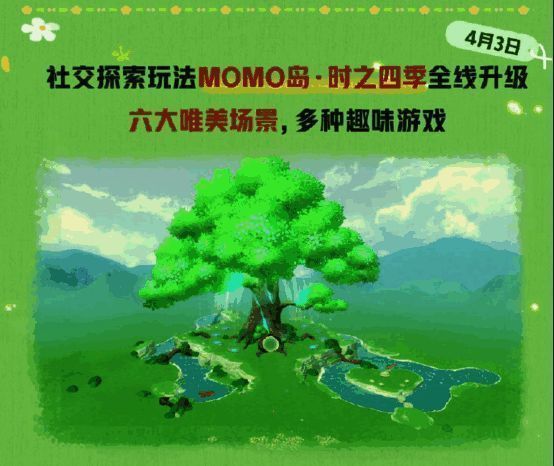 蛋仔派对MOMO岛宣传图，展示六座风格各异的岛屿