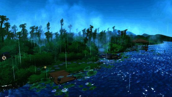 MOMO岛·奏鸣夏日场景，荷叶间点缀着时之焰特效