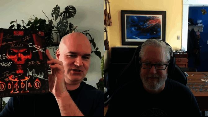 Chris Wilson与David Brevik访谈现场画面，背景为Light Pattern标志