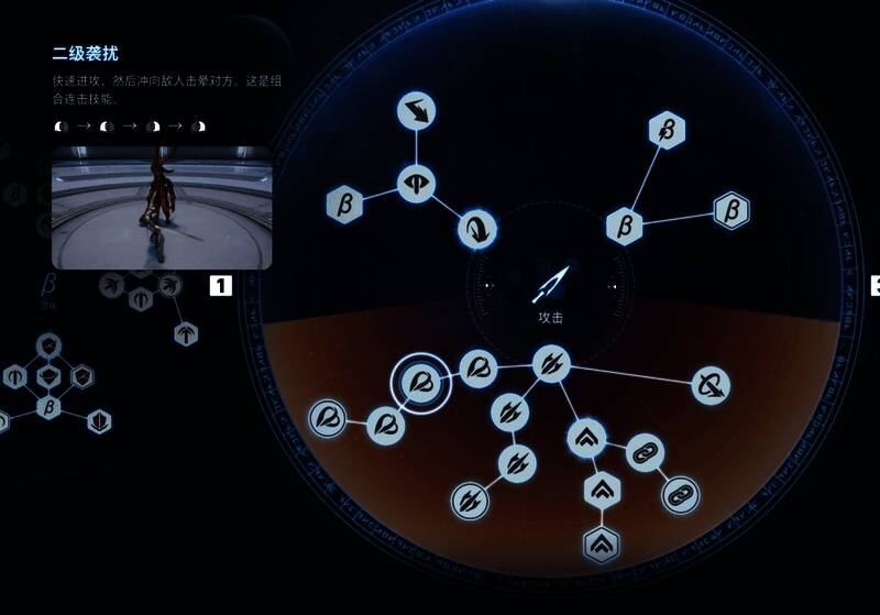 三级袭扰连招展示，角色连续打击敌人造成高额伤害