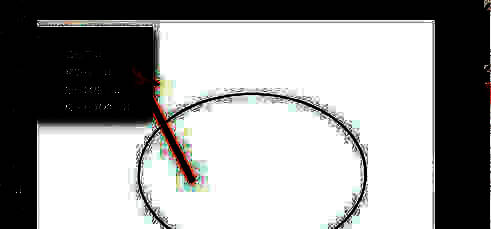 直线段工具正在绘制线条，穿过椭圆形成交点