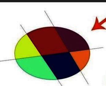 已完成上色的椭圆图形，六个区域分别填充了不同颜色