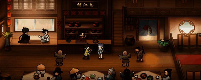 游戏主视觉图展示三位主要女性角色，身着古风服饰，背景呈现水墨风格的山水画卷