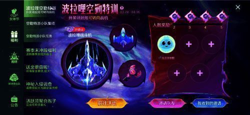 玩家组队参与空勤特训画面，界面显示关键词奖励进度条