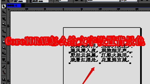 CorelDRAW界面中使用文本工具输入示例文字