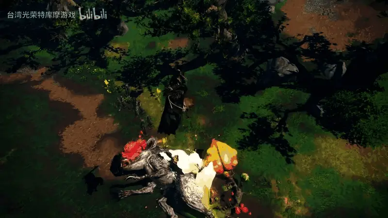 第四形态下变形棍化为链锤，重击地面激起尘土飞扬