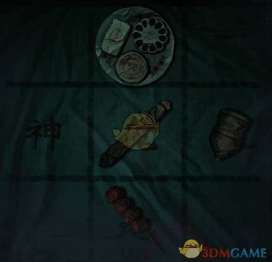 书架前摆放多个神秘道具，玩家正在进行解谜操作