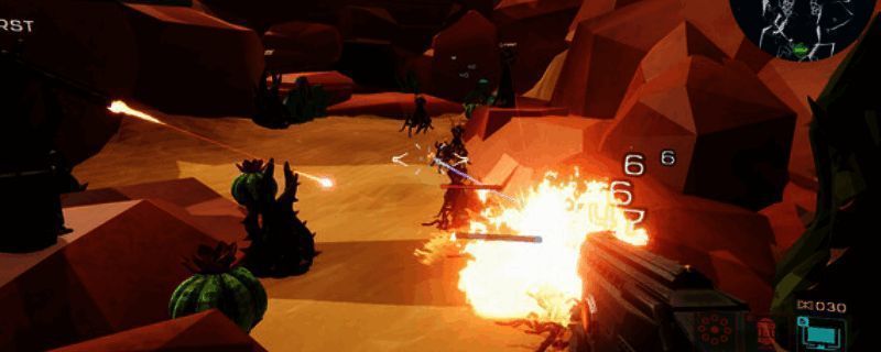 《Autothysis》游戏封面画面，展示主角手持武器站在废墟之上的科幻风格场景