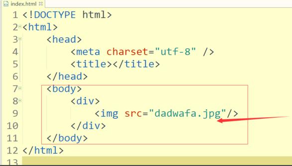 在body区域编写插入图片的HTML代码
