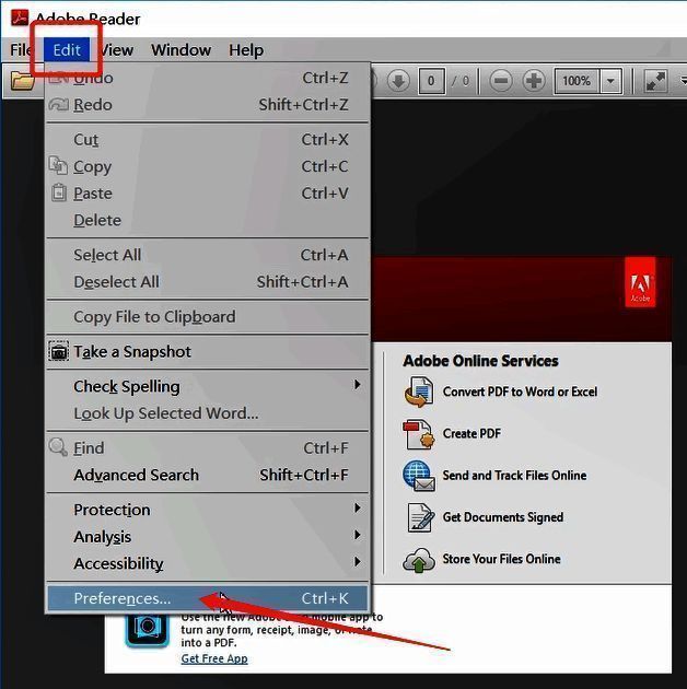 Adobe Reader XI顶部菜单栏显示编辑选项