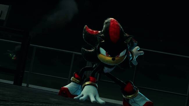 《索尼克大冒险2》封面艺术图，索尼克与黑暗角色夏特并肩而立