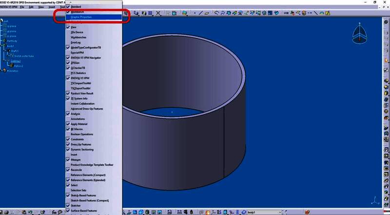 Catia界面右侧出现图形属性工具条