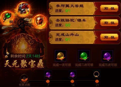 天元聚宝鼎界面示意图，鼎中闪烁金光，预示丰厚奖励