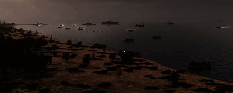 《断箭》战斗画面，战机盘旋于空中，地面部队正在推进作战