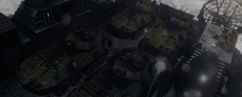 《断箭》中步兵战车在城市环境中行进，周围是废墟与掩体，士兵紧随其后展开战斗