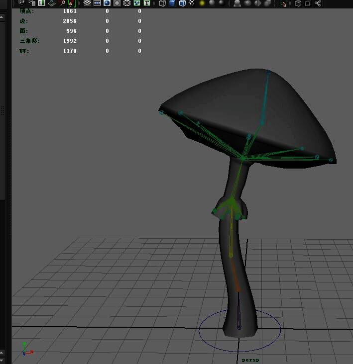 完成权重绘制后的模型动作测试效果