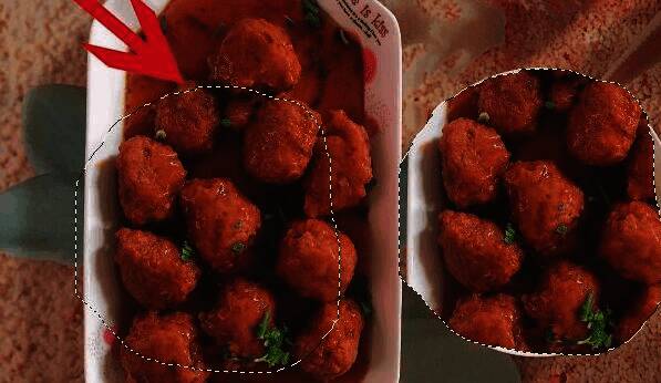 鼠标正在将选区拖动至另一块清晰的皮肤区域