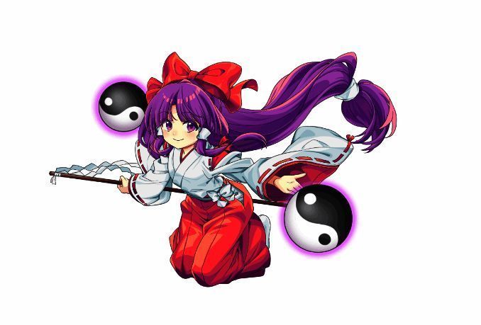 复古风格的博丽灵梦角色立绘，带有浓厚的PC-98时代特色