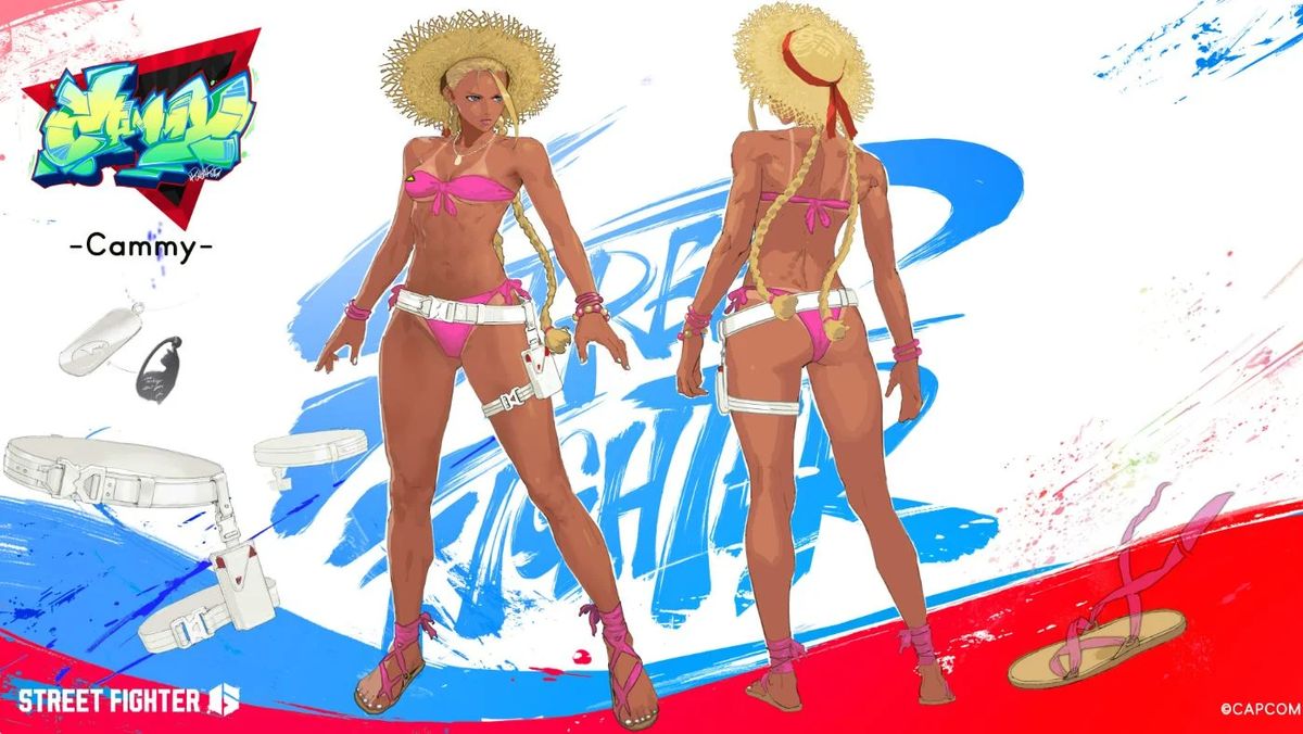 春丽与嘉米泳装造型展示，画面精致还原原作风格