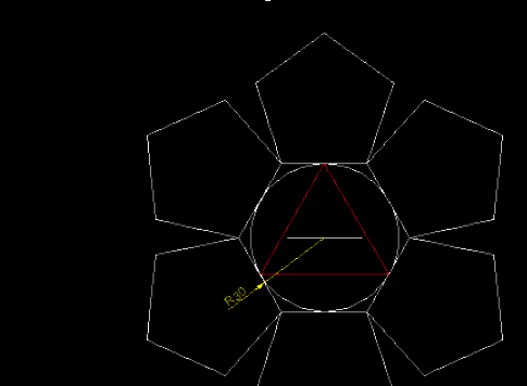 最终生成的六组环绕中心点分布的五边形图案