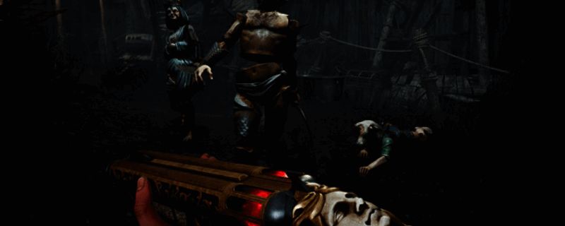 游戏封面宣传图，展示一位角色手持武器站在神秘剧院前，周围布满诡异氛围