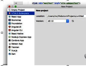 已选中HTML5 Boilerplate模板的配置界面，显示相关设置字段
