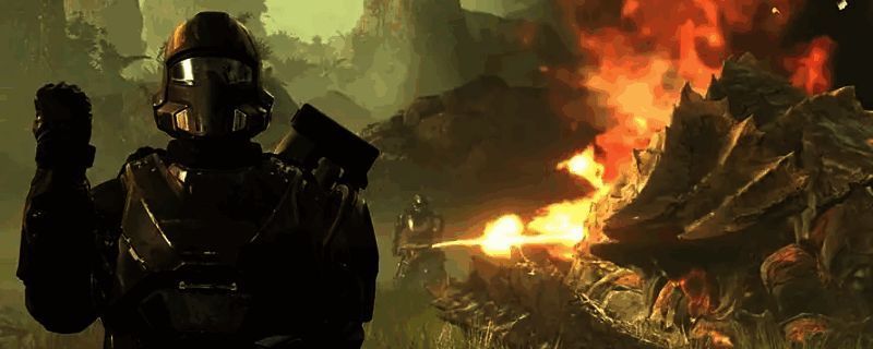 绝地潜兵2中毒伤与燃烧效果对比图，展示角色被毒气与火焰包围的状态