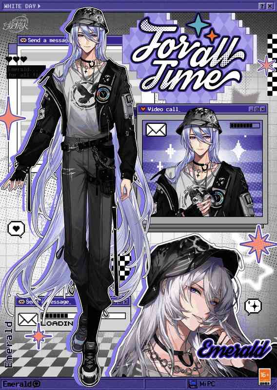 叶瑄站在阳光下，头发随风飘扬，身旁摆放着金属饰品，场景唯美