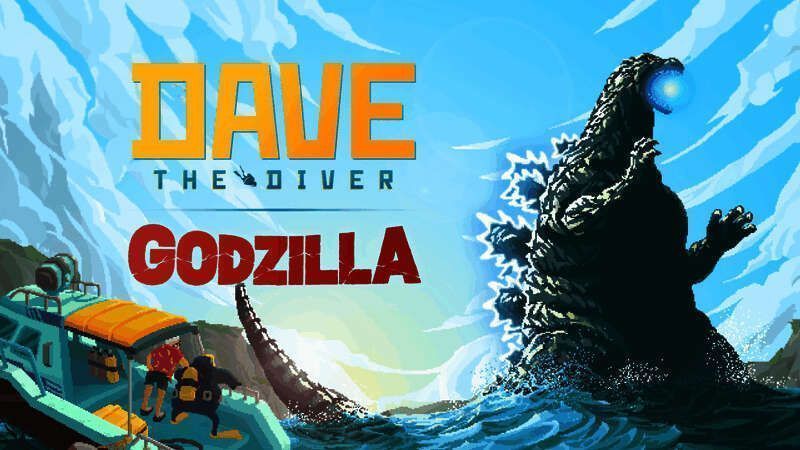 《潜水员戴夫》哥斯拉DLC宣传图，水下冒险与怪兽元素完美融合