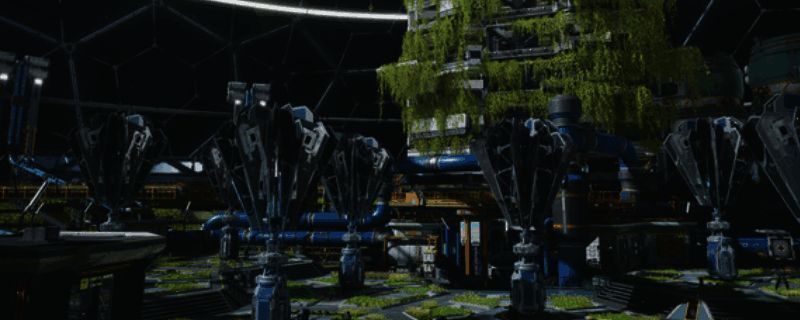 游戏主视觉图，展示未来科技风格的宇宙空间站与角色战斗场景